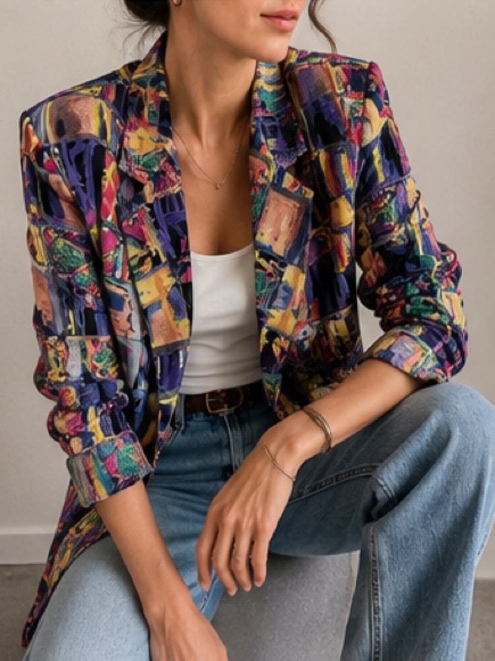 french connection • Vintage Cool Girl Abstract Print Blazer • Medium